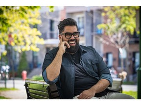 Wide the Brand is Canada's newest plus-size men's clothing line. One of its founders, Mahrzad Lari, is wearing the brand's clothing in Montreal on Friday May 14, 2021.