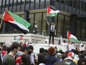 A pro-Palestinian protest was held in downtown Montreal on Saturday, May 22, 2021.