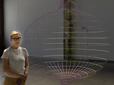 Sarah Stevenson, with her exhibit, Before the Storm, at Fonderie Darling in Montreal, on Wednesday, May 26, 2021.