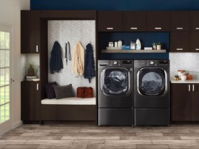 Efficient appliances save you time as well as money. Mega capacity AI front-load washer & dryer. $1,800 each, www.lg.ca