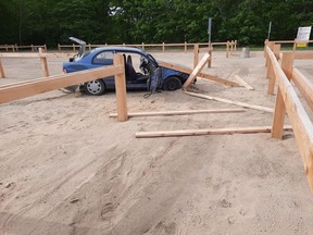 The Forestiers-de-Saint-Lazare nature park was vandalized for the second time last week. A vehicle was used to demolish the newly erected wood fences in the parking lot and some trails sometime overnight, on May 27.