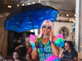 Drag performer Barbada de Barbades performing on behalf of Drag Brunch MTL at Grumman '78 in 2020.