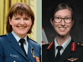 Lieutenant-General Frances Allen, Canada's new vice-chief of the defense staff, and, right, Brigadier-General Krista Brodie, who is now in charge of Canada's COVID rollout.