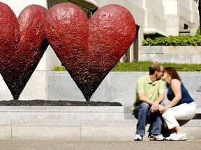 Hearts and kisses outside the Montreal Museum of Fine Arts. Canadian tax rules are clear: If you have lived in a conjugal relationship with another person for at least 12 consecutive months, you are a couple for tax purposes.