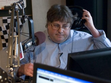 Terry DiMonte takes off his headphones at the end of his final shift at CHOM Friday, November 23, 2007.