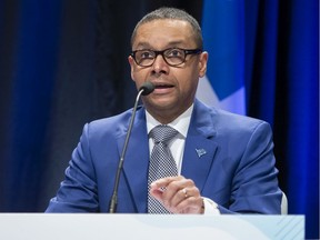 Quebec junior Health Minister Lionel Carmant reacts to a report on youth protection, Tuesday, May 4, 2021 in Quebec City.