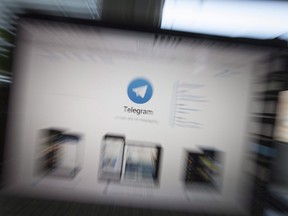 The website of the Telegram messaging app is seen on a computer screen in this file photo.