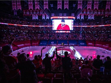 Fans are ready during 1st period NHL Stanley Cup Semifinal action at the Bell Centre in Montreal on Sunday June 20, 2021. Dave Sidaway / Montreal Gazette ORG XMIT: 66309