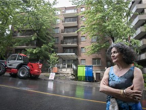 Norma Ishayek in seen in front of the building at 3477 Drummond St. in Montreal on Monday, June 21, 2021.