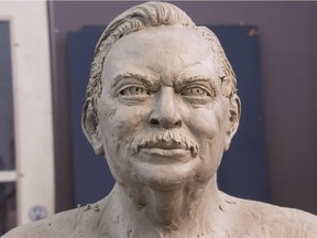 A plaster model of a statue of the late Jacques Parizeau produced by sculptor Daniel Beauchamp for the Parizeau family.