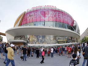 Fans arrive at Game 2 of the Stanley Cup Semifinals during the 2021 Stanley Cup Playoffs at T-Mobile Arena between the Montreal Canadiens and the Vegas Golden Knights on June 16, 2021 in Las Vegas, Nevada.