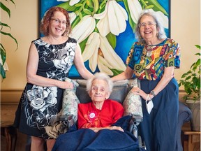 Cecile Klein — Canada's oldest person — celebrated her 114th birthday at Donald Berman Maimonides Geriatric Centre on June 15th. Klein is pictured with her daughter Harriet Nussbaum (right) and granddaughter Dr. Elaine Nussbaum (left).