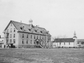 Marieval Indian Residential School was founded and operated by the Roman Catholic Church beginning in 1899 until the federal government took over in 1969. The Cowessess First Nation took control in 1987 until it was closed in 1997. PHOTO BY SOCIETE HISTORIQUE DE SAINT-BONIFACE REFERENCE NO.  SHSB 1458