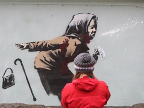 A mural created by British artist Banksy titled "Aachoo!!" Montreal's pollen count last month was occasionally four times higher than that recorded in May 2020.