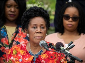 Representative Sheila Jackson Lee (D-TX) speaks during a soil dedication ceremony for victims of the 1921 Tulsa Massacre, at Stone Hill on the 100-year anniversary in Tulsa, Oklahoma, on May 31, 2021.