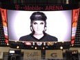 Céline Dion appears on the screen at T-Mobile Arena in Las Vegas on Tuesday, June 22, 2021.