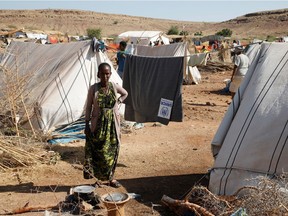 Asqual Helwa is seen at the Um Rakuba refugee camp, which houses Ethiopians fleeing the fighting in the Tigray region, at the border in Sudan, Nov. 28, 2020.