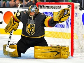 Vegas Golden Knights goaltender Marc-Andre Fleury in action against the Colorado Avalanche on June 4.