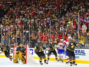 A capacity crowd of 17,884 was at T-Mobile Arena Monday night to watch Game 1 of Stanley Cup semifinal series between the Golden Knights and the Canadiens with Vegas winning 4-1.