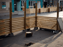 Temporary street patios earlier this month in Toronto as they were being prepared by restaurants and bars in anticipation of the end of lockdown.