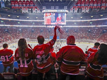 Canadiens fans wave towels during the warm-up prior to a Stanley Cup Final game against the Tampa Bay Lightning in Montreal on Friday July, 2, 2021.
