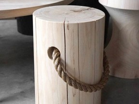 A contemporary version of the posts on B.C. piers, Lift Stool, $400, Barter Design.