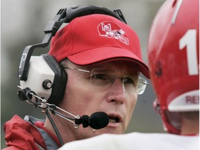 Head coach Chuck McMann guides McGill University's football team during a game against the Bishop's Gaiters in Lennoxville on Sept. 9, 2006.