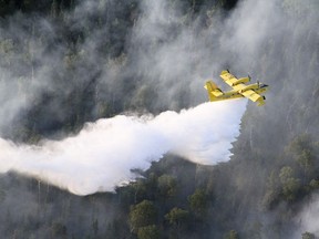 A water bomber at work in the northwest region of Ontario.