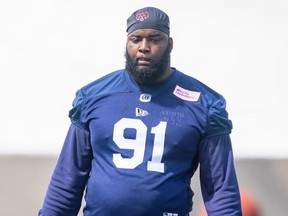 Alouettes defensive-tackle Datone Jones at the team's training camp on Sunday, July 11, 2021.