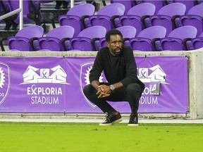 CF Montréal head coach Wilfried Nancy looks on during the first half against New York City FC at Exploria Stadium.