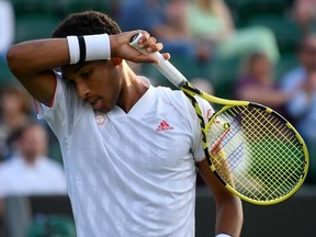 Canada's Felix Auger Aliassime during his second round match against Sweden's Mikael Ymer.