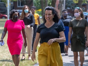 Projet Montreal leader and incumbent Montreal mayor Valerie Plante presented what she called "a new generation of candidates" at Martin Luther King Park on Monday.