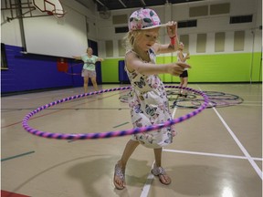 Amelia Desjardins takes part in a Learn to Hula Hoop class as part of Beaconsfield Moves On Thursdays summer activities program, held recently at the Beaconsfield Recreation Centre.