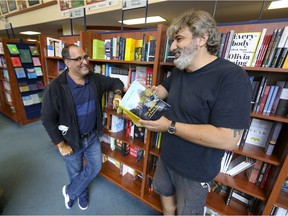 Shop director Peter Mandelos, left, and events co-ordinator Andreas Kessaris at Paragraphe Bookstore. Kessaris is the author of The Butcher of Park Ex: And Other Semi-truthful Tales.