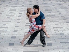 Andrea Shepherd and her partner Wolf Mercado tango in N.D.G. Park. "Even if professionally the pandemic has been a near disaster, through it all we still had each other, the music and enough students to keep us going," Shepherd writes.