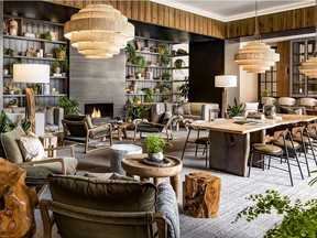 Flora, the lounge at the new 1 Hotel Toronto, embodies the striking back-to-nature design with living foliage and natural wood.