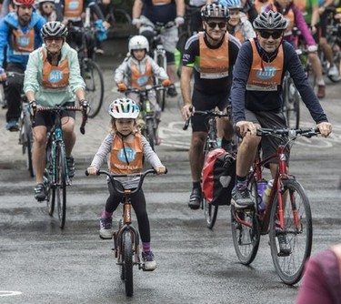 Tour de L'Île participants set-off from Parc La Fontaine on Aug. 29, 2021. The event was not run last year because of the pandemic.
