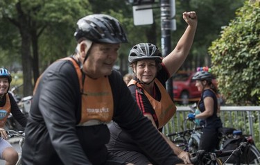 Tour de L'Île participants enjoy themselves in Montreal on, Aug.29, 2021.