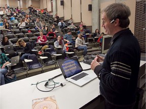 Professor Rex Brynen, right, in front of his Middle eastern studies class at McGill on Nov. 27, 2013.