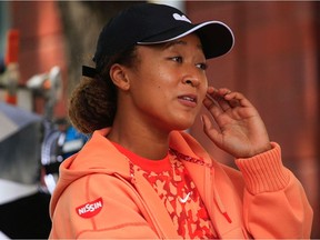 Japan's Naomi Osaka speaks during a interview ahead of the 2021 U.S. Open Tennis tournament at the Billie Jean King National Tennis Center in Queens, N.Y., on Friday, Aug. 27, 2021.