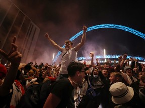 Fans gather for Italy vs. England at the Euro 2020 Final in Wembley Stadium, London, on July 11, 2021.