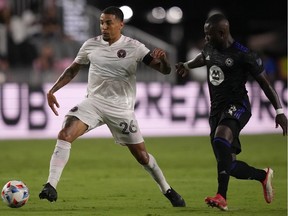 Inter Miami CF midfielder Gregore (26) plays the ball against the CF Montreal during the first half at DRV PNK Stadium. Mandatory Credit: Jasen Vinlove-USA TODAY Sports