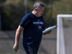 The Montreal Alouettes assistant Greg Quick at practice at the Olympic Stadium in Montreal on Sept. 14, 2017.