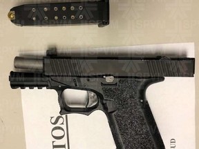 One of two firearms seized by police in the wake of a home invasion Sept. 2 in the Sud-Ouest borough is shown here.
