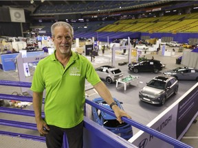 Luc Saumure, co-promoter of the Montreal Electric Vehicle Show, at the Olympic Stadium in Montreal Thursday Sept. 16, 2021.