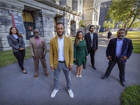 Balarama Holness with candidates Anastasia Pomares, left, Keeton Clarke, Rita Ikhouane, Samual Miriello and Mohammad Yousuf. “We are a diverse, ethnocultural group of people in the arts, culture, law and education,” he says.