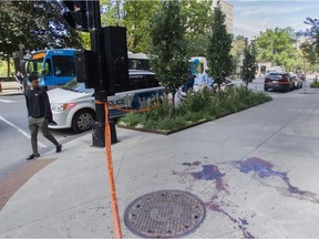 The scene of a stabbing in Montreal on Saturday, Sept. 18, 2021, which resulted in the death of a man.