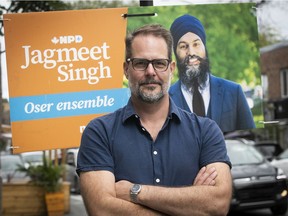 NDP candidate Alexandre Boulerice was the incumbent in the Rosemont—La Petite-Patrie riding. He is seen  outside his campaign office on Wednesday, Sept. 15, 2021.