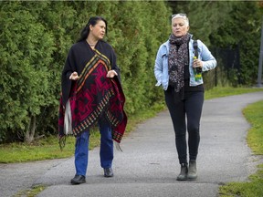 “I literally hear people running down the hallways of the Native Women’s Shelter crying after getting off the phone with Batshaw,” says Nakuset, left, the shelter's executive director, with Mel Lefebvre, vice-president of the shelter's board.