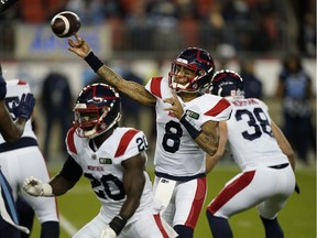 Alouettes quarterback Vernon Adams Jr. has six interceptions in six games this season.